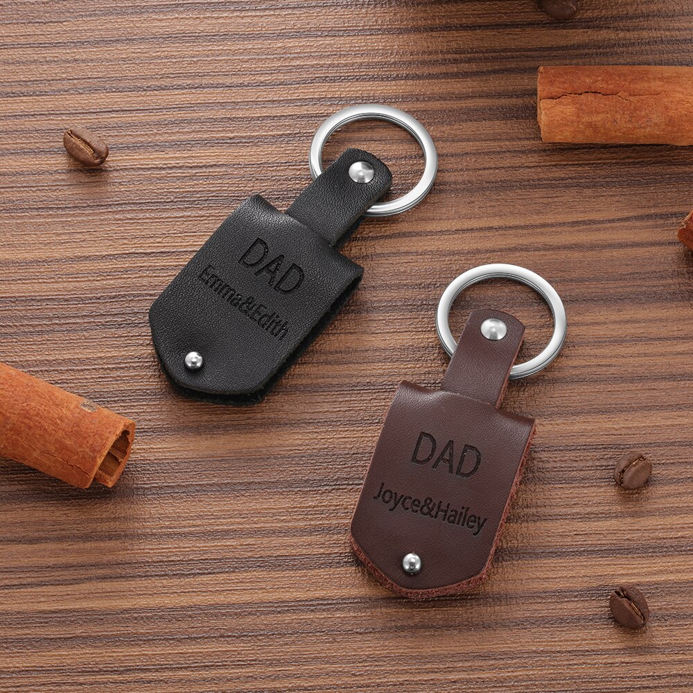 custom calendar picture leather stainless steel keychain
