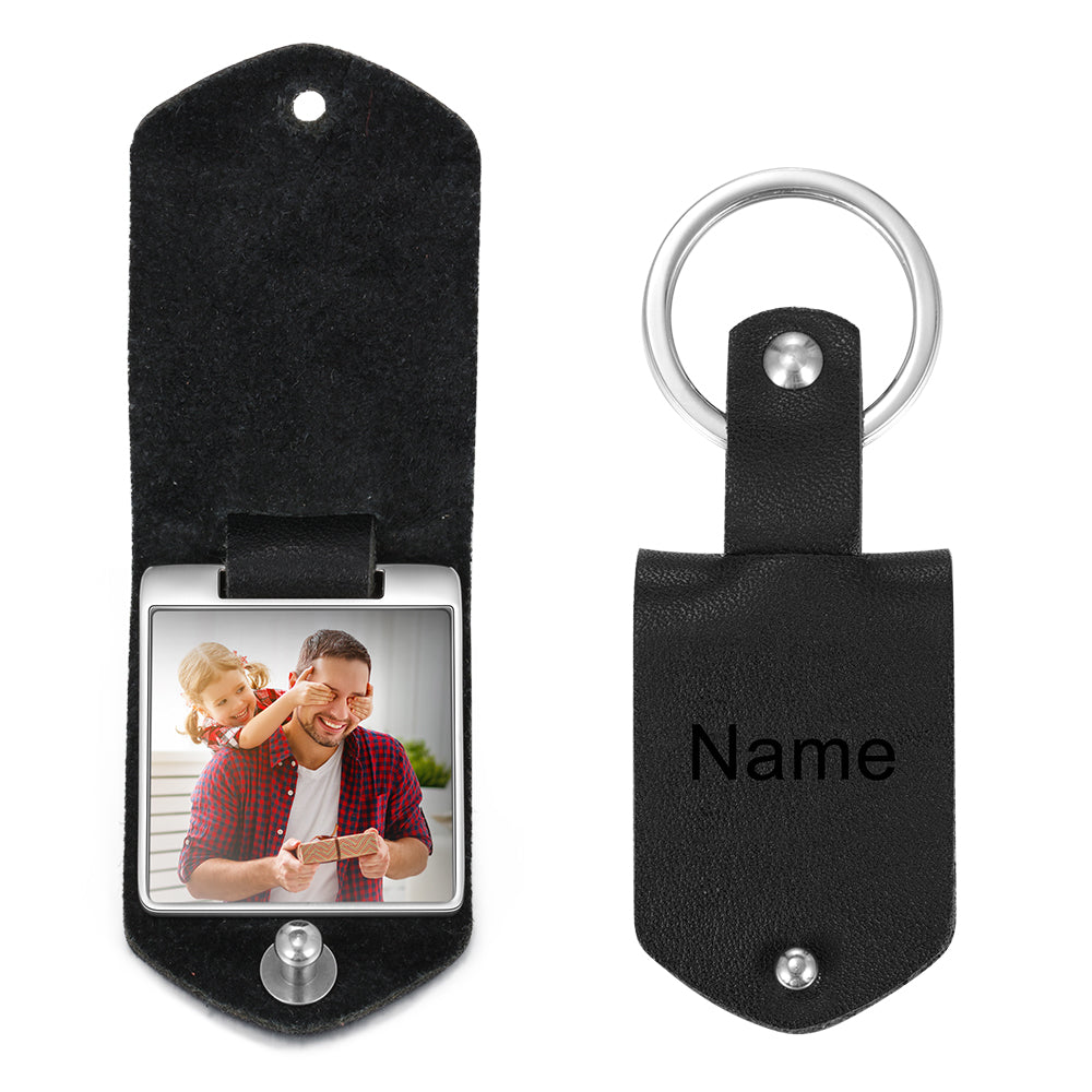 personalized leather photo keychain calendar engraved