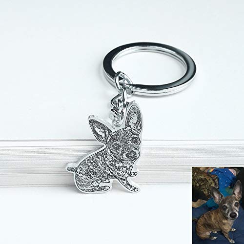 personalized dog photo engraved life like sterling silver keychain