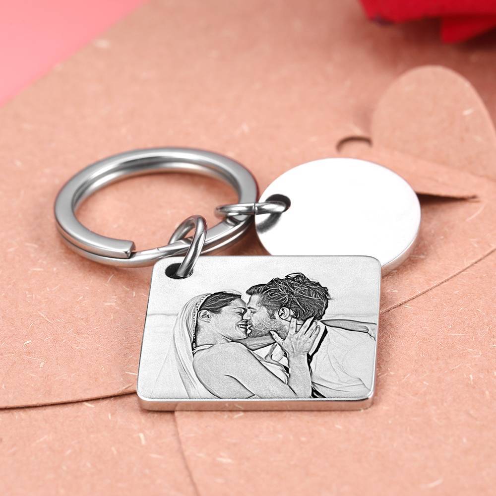custom engraved calendar picture keychain anniversary gifts