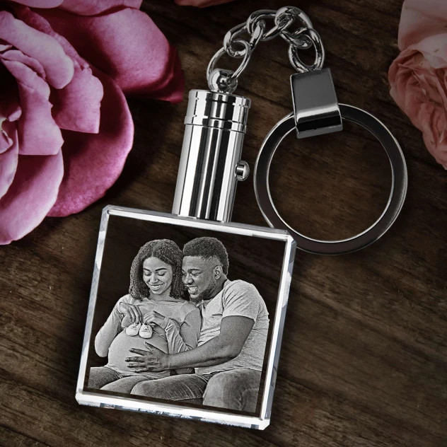 personalized 3d crystal photo keychain square