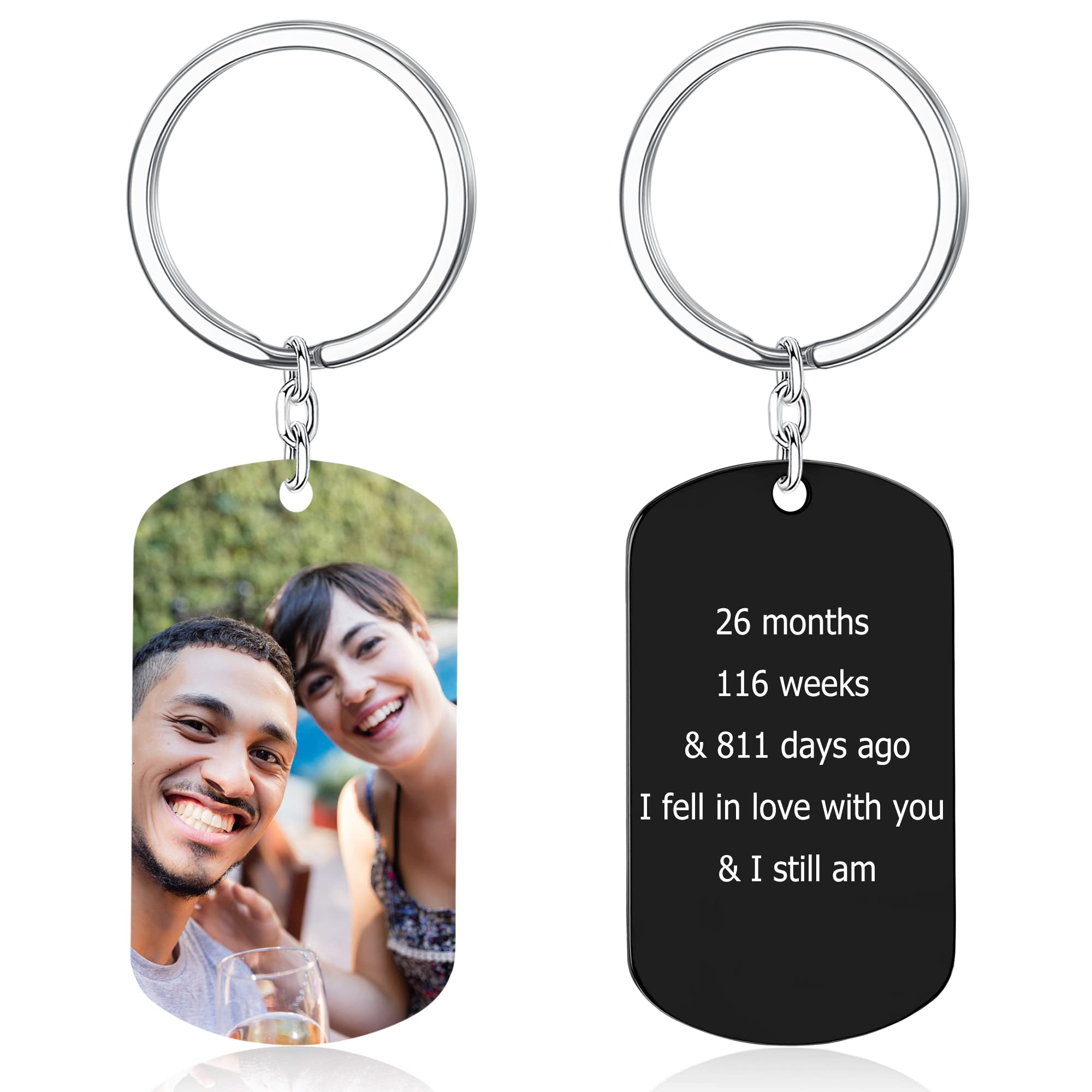 Picture Keychain Laser Engraved Photo and Message